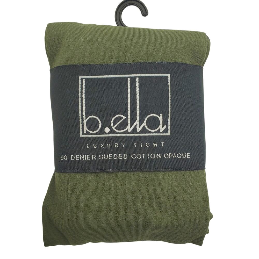 Italian Cotton Tights Small Dark Olive B.ella Erika 90 Denier Sueded NEW Opaque
